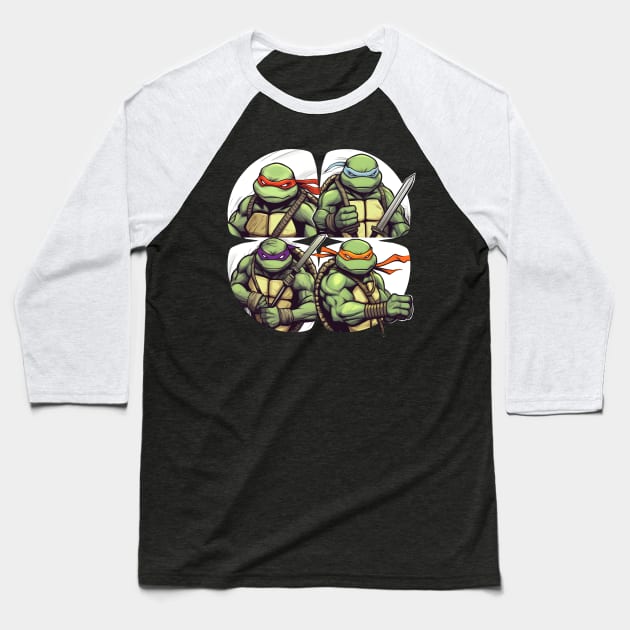 Teenage Mutant Ninja Turtles - Donatello, Raphael, Michelangelo, and Leonardo Baseball T-Shirt by Space wolrd